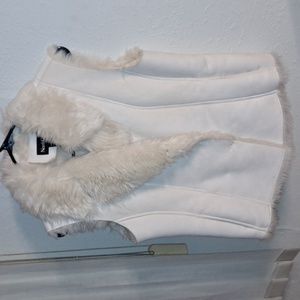 NorthCrest Cream Faux Suade & Faux Fur Vest